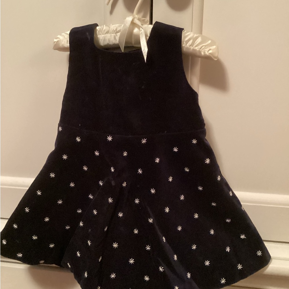 Navy girls velvet dress size 6-12 months